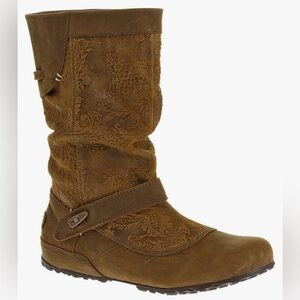 Merrell Haven Pull On Boots Slouchy Boho Bohemian Leather Suede Oak Brown